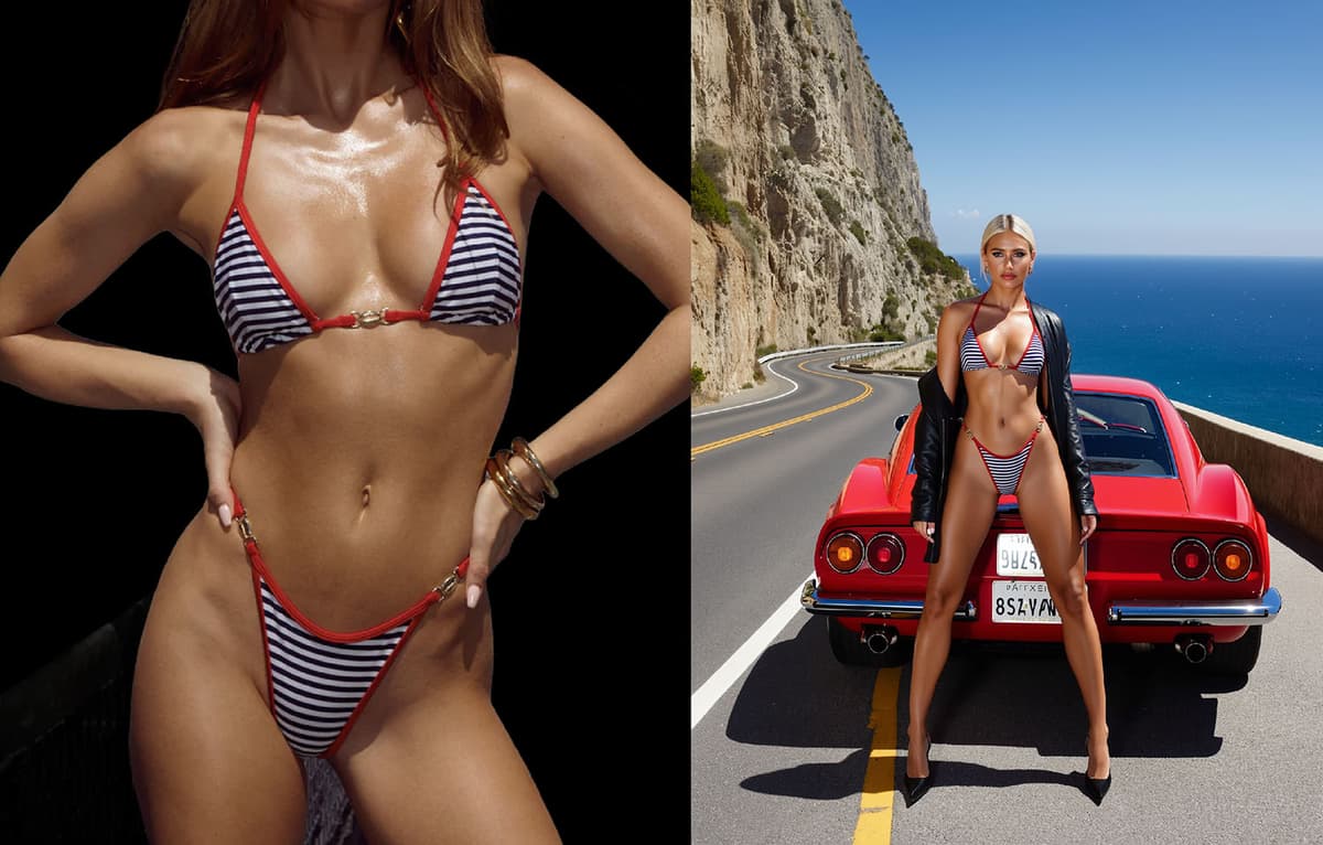 AI model style comparison - same model, different outfits